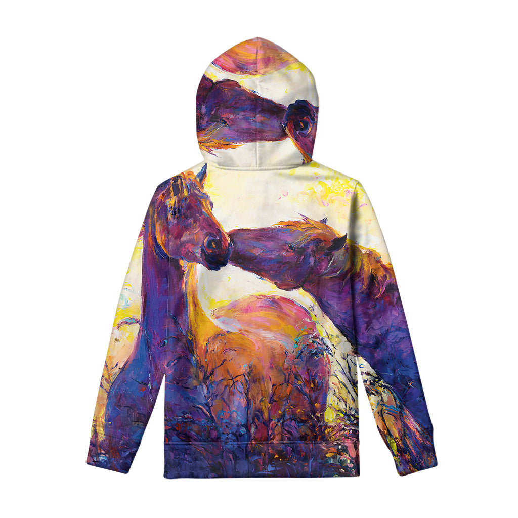Couple Horses Portrait Print Pullover Hoodie