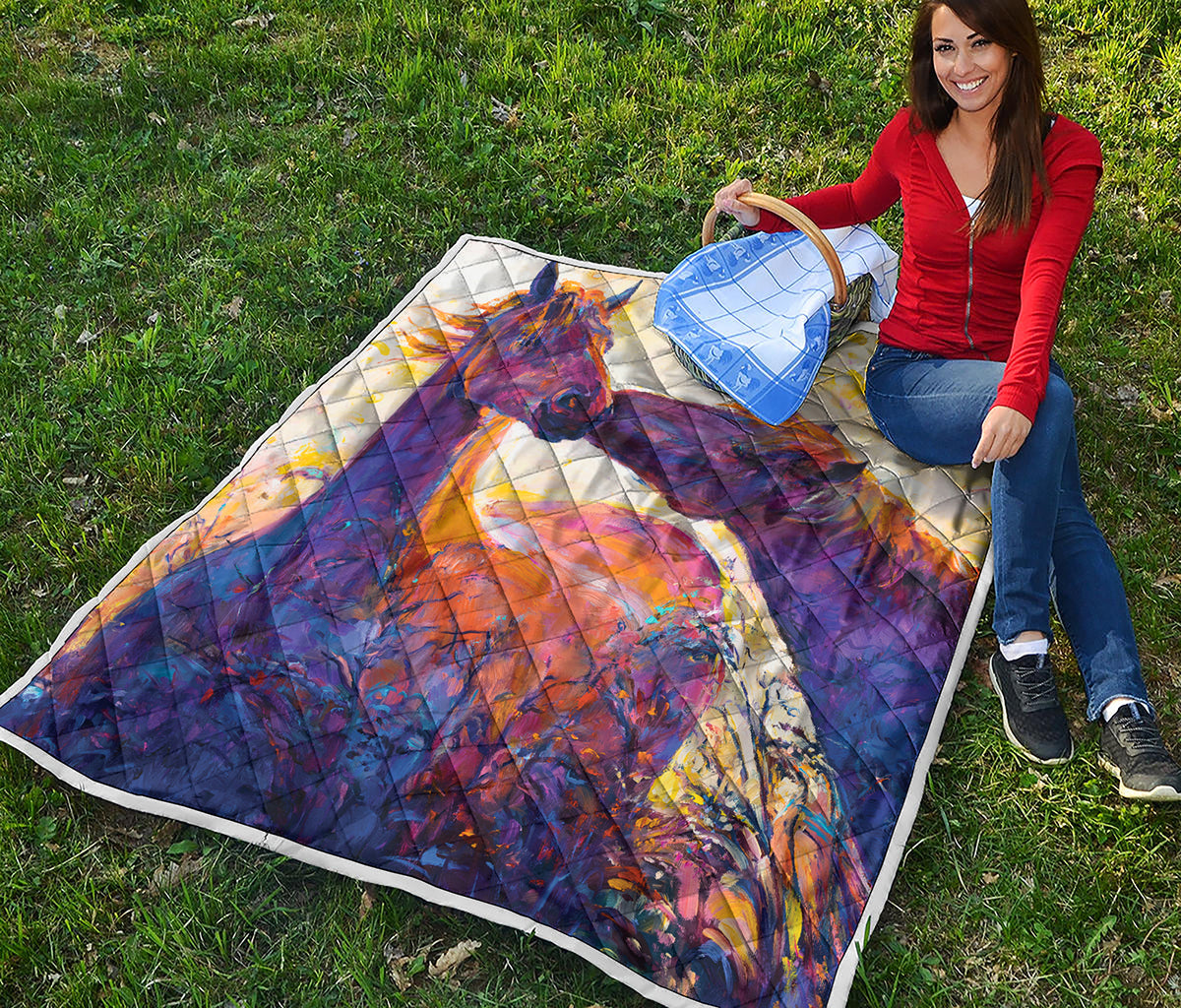 Couple Horses Portrait Print Quilt
