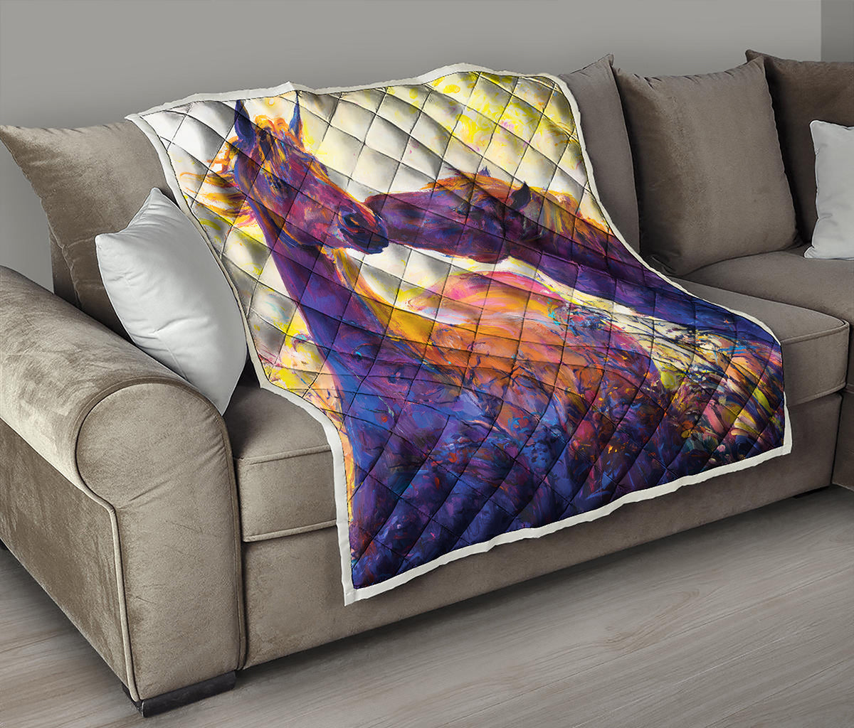 Couple Horses Portrait Print Quilt