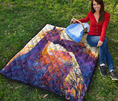 Couple Horses Portrait Print Quilt