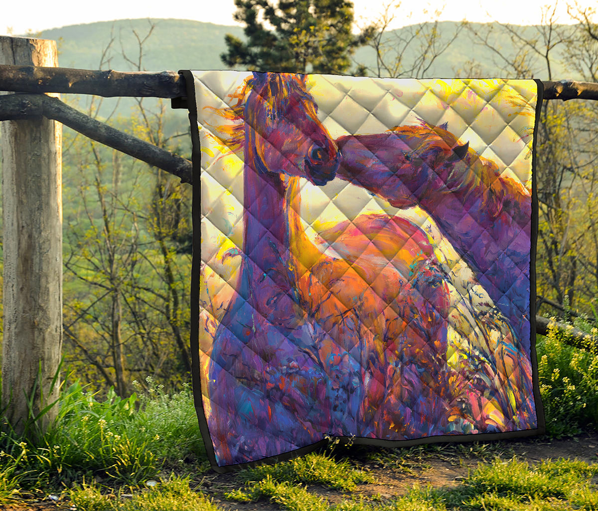 Couple Horses Portrait Print Quilt