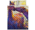 Couple Horses Portrait Print Quilt Bed Set