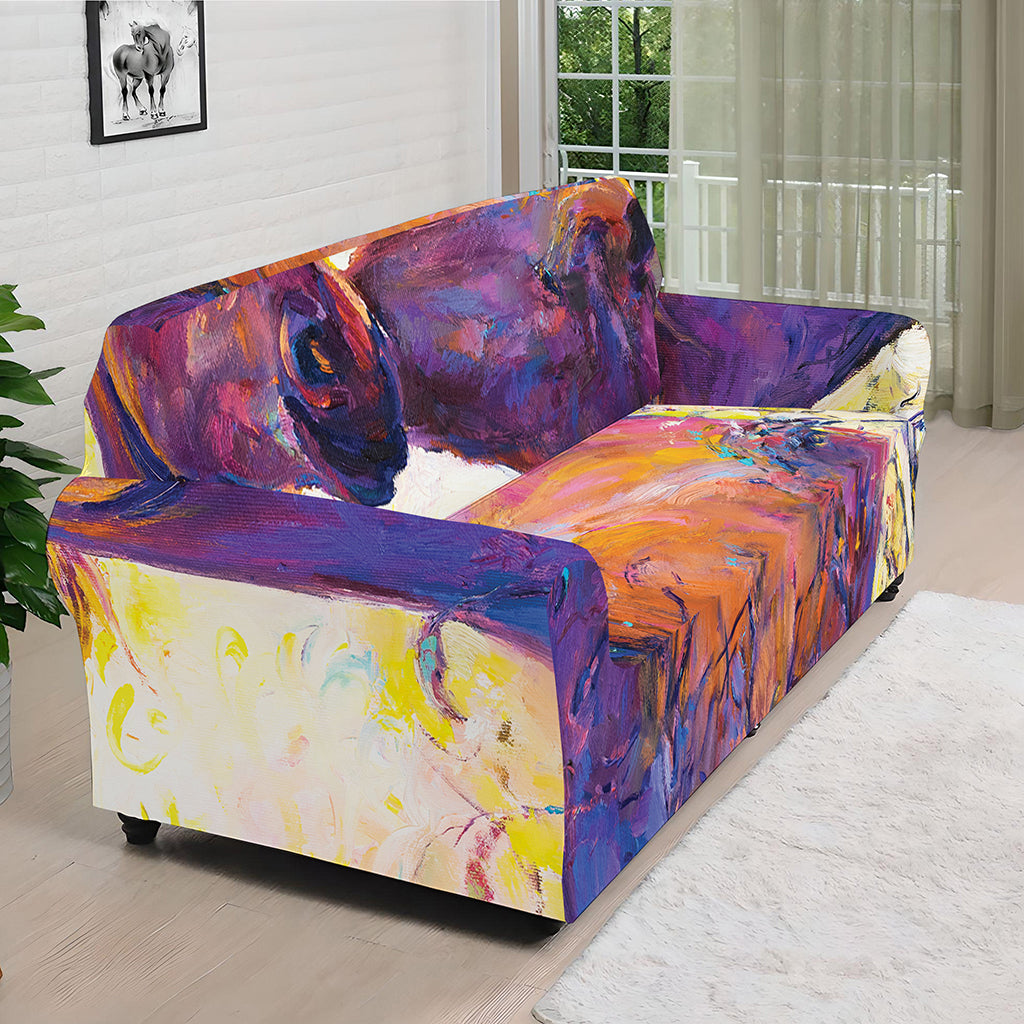 Couple Horses Portrait Print Sofa Cover