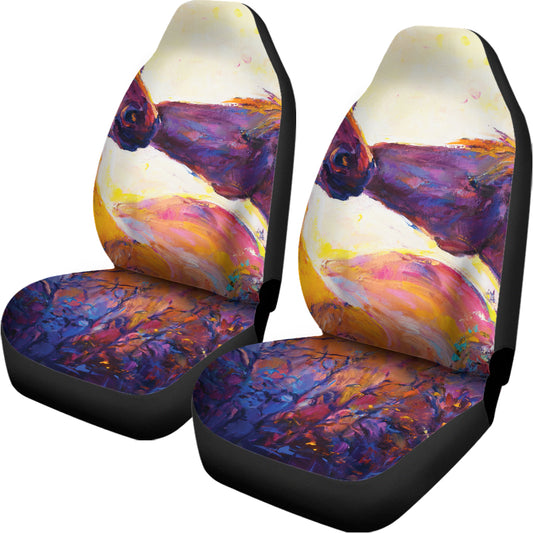 Couple Horses Portrait Print Universal Fit Car Seat Covers
