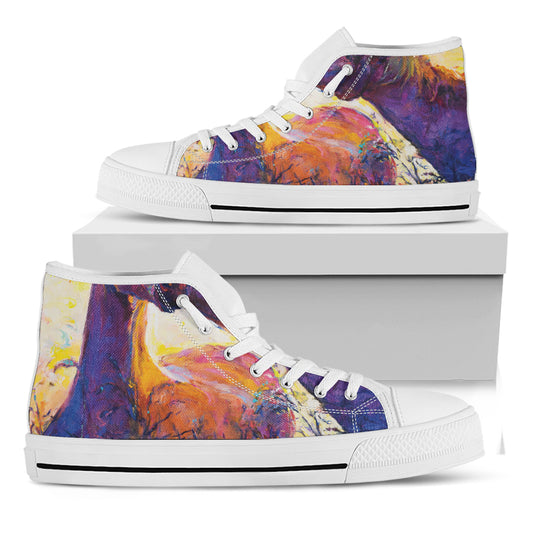 Couple Horses Portrait Print White High Top Shoes