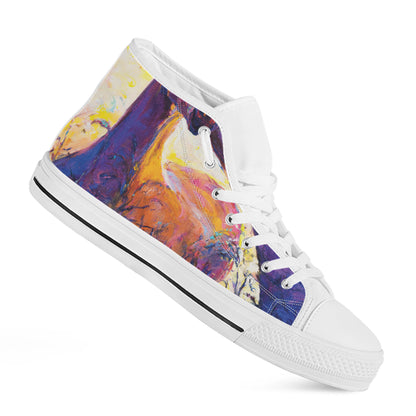 Couple Horses Portrait Print White High Top Shoes