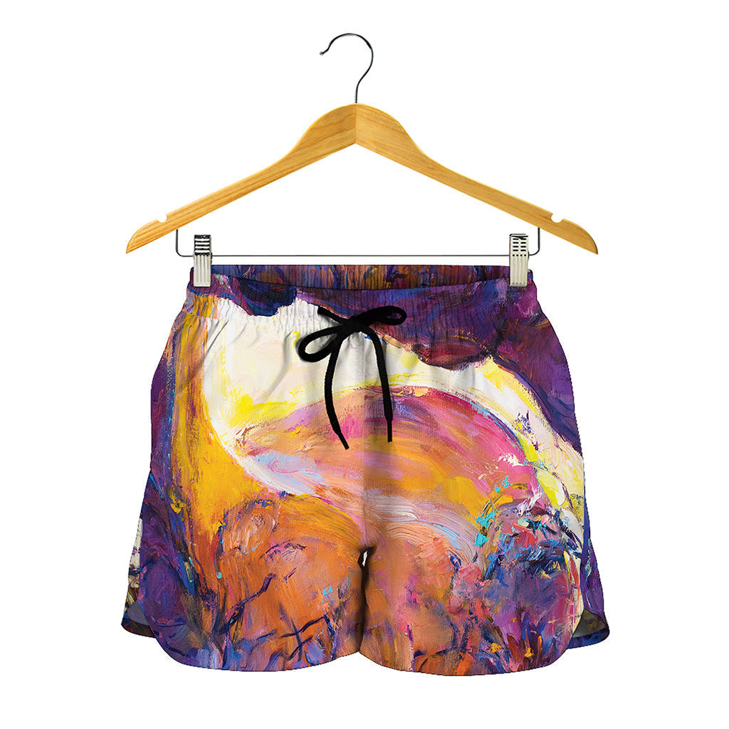 Couple Horses Portrait Print Women's Shorts
