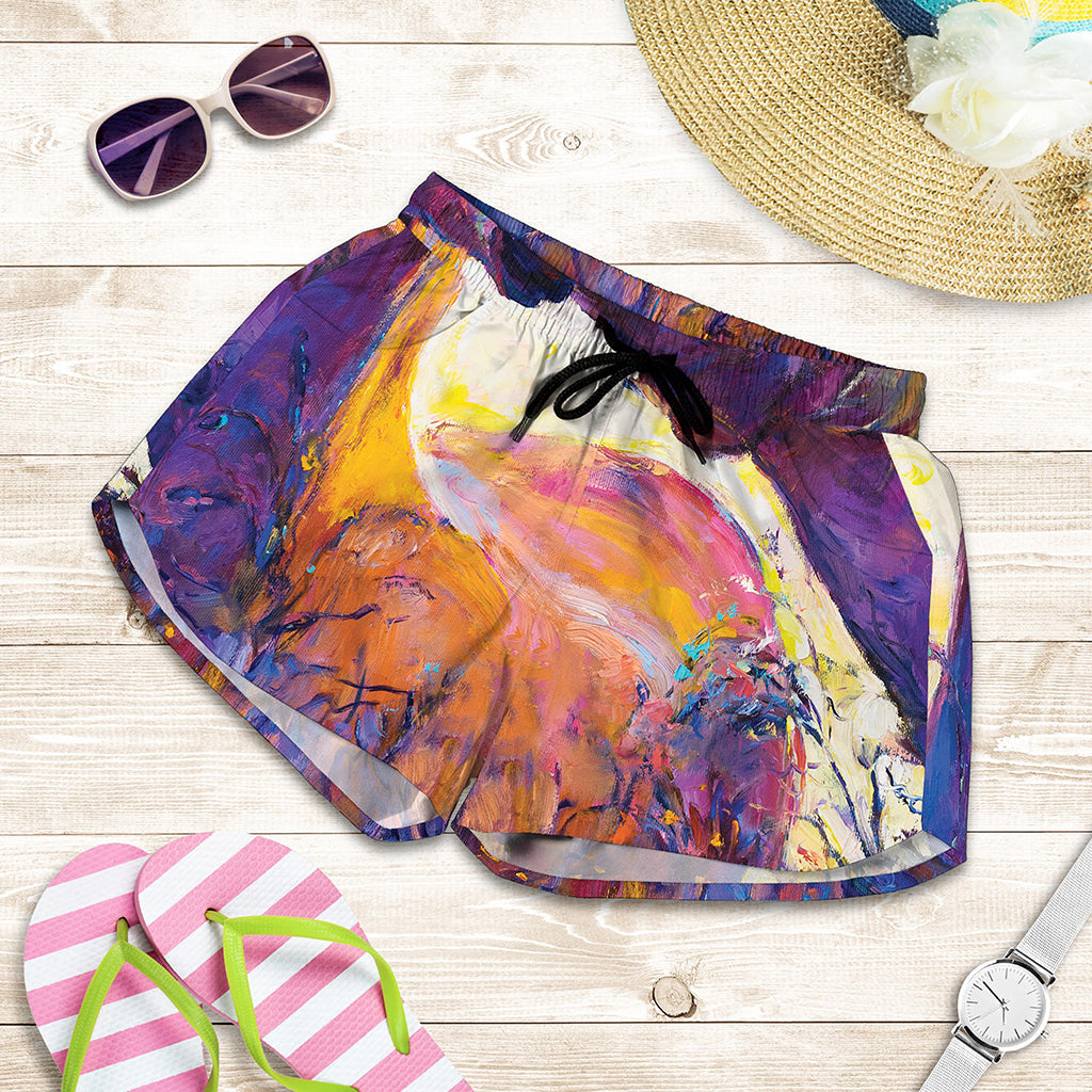 Couple Horses Portrait Print Women's Shorts