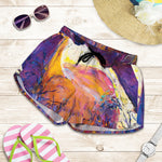 Couple Horses Portrait Print Women's Shorts