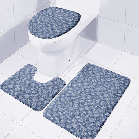 Cow Denim Jeans Pattern Print 3 Piece Bath Mat Set