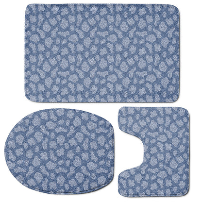 Cow Denim Jeans Pattern Print 3 Piece Bath Mat Set