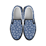 Cow Denim Jeans Pattern Print Black Slip On Shoes