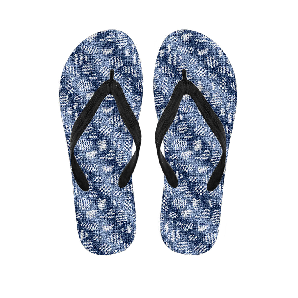 Cow Denim Jeans Pattern Print Flip Flops