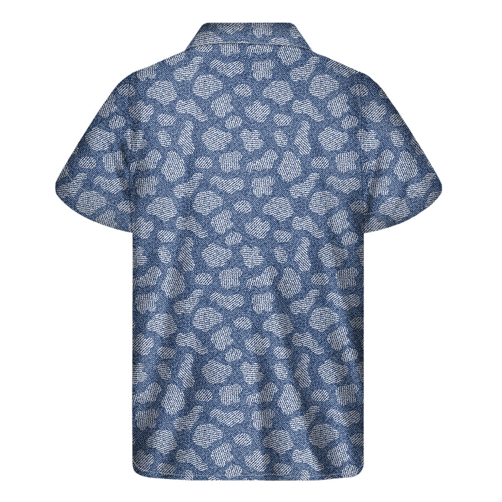 Cow Denim Jeans Pattern Print Men's Short Sleeve Shirt
