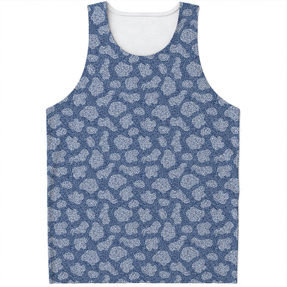 Cow Denim Jeans Pattern Print Men's Tank Top