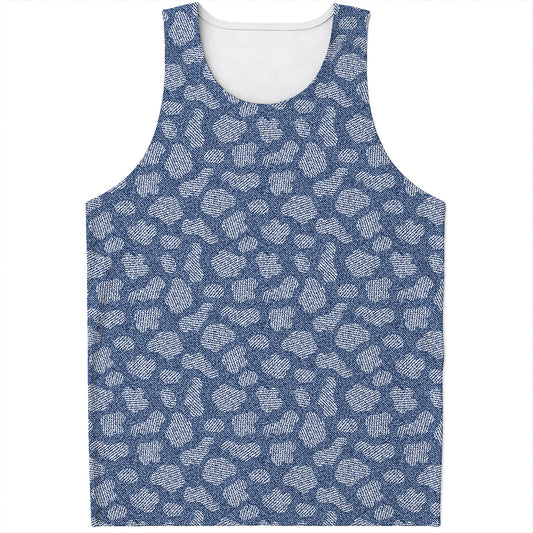 Cow Denim Jeans Pattern Print Men's Tank Top