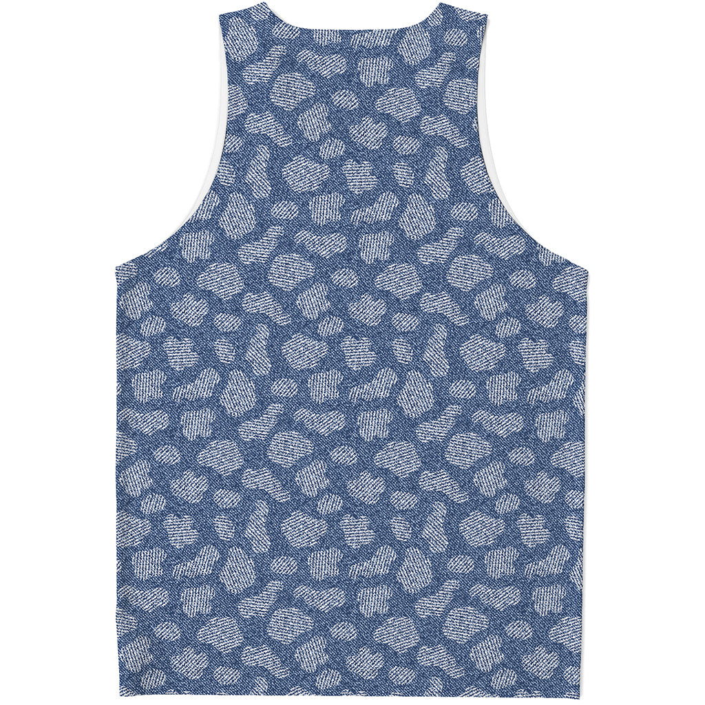 Cow Denim Jeans Pattern Print Men's Tank Top