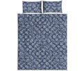 Cow Denim Jeans Pattern Print Quilt Bed Set