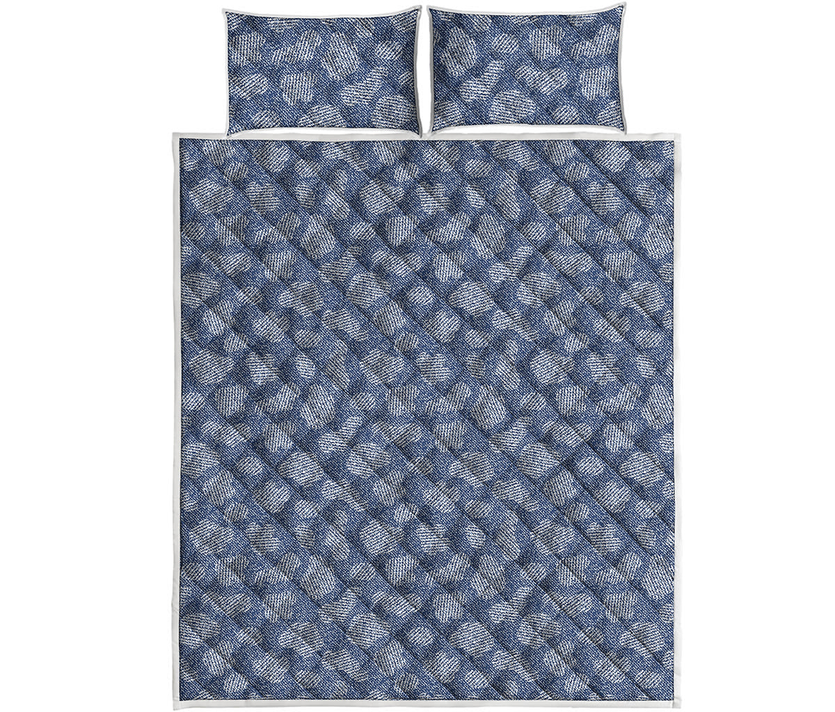 Cow Denim Jeans Pattern Print Quilt Bed Set