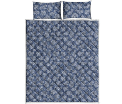 Cow Denim Jeans Pattern Print Quilt Bed Set