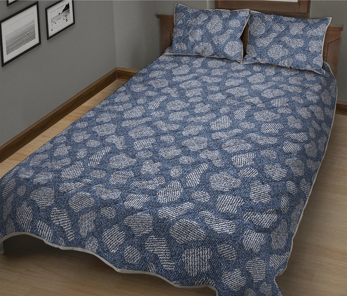 Cow Denim Jeans Pattern Print Quilt Bed Set