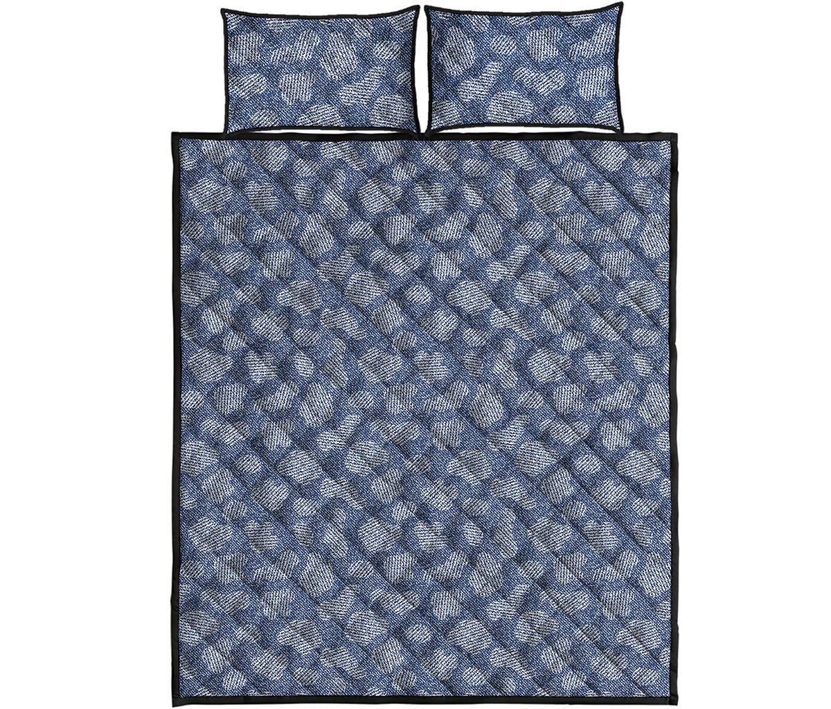 Cow Denim Jeans Pattern Print Quilt Bed Set