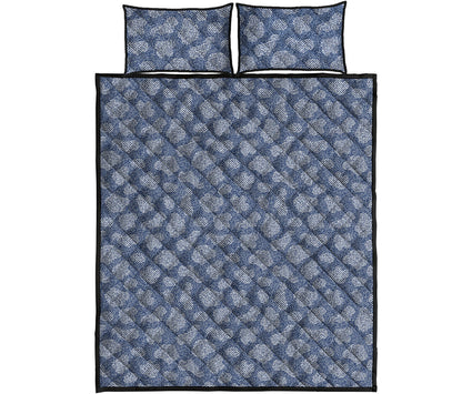 Cow Denim Jeans Pattern Print Quilt Bed Set