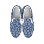 Cow Denim Jeans Pattern Print White Slip On Shoes