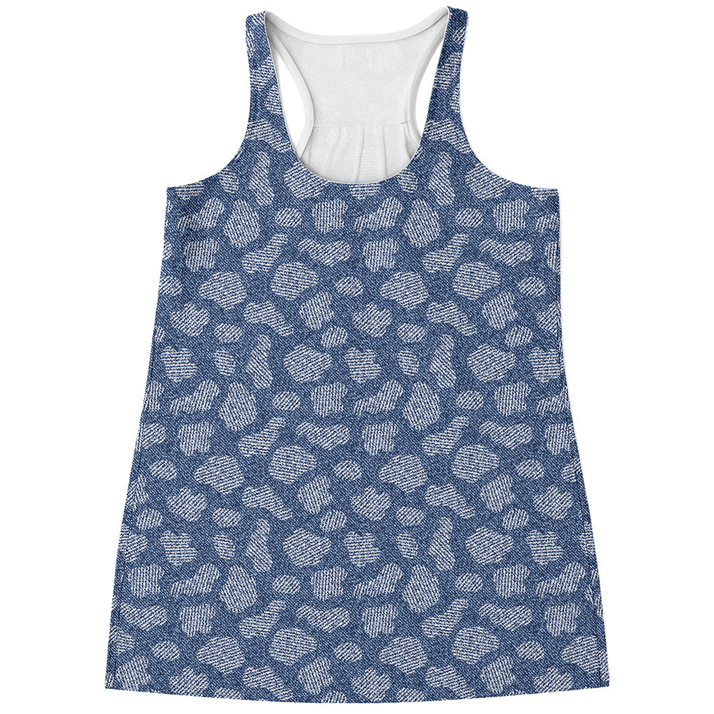 Cow Denim Jeans Pattern Print Women's Racerback Tank Top