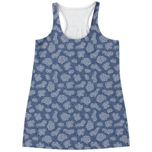 Cow Denim Jeans Pattern Print Women's Racerback Tank Top
