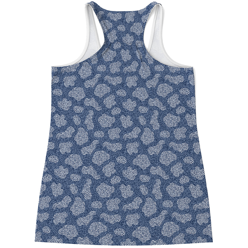 Cow Denim Jeans Pattern Print Women's Racerback Tank Top