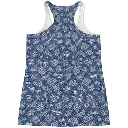 Cow Denim Jeans Pattern Print Women's Racerback Tank Top