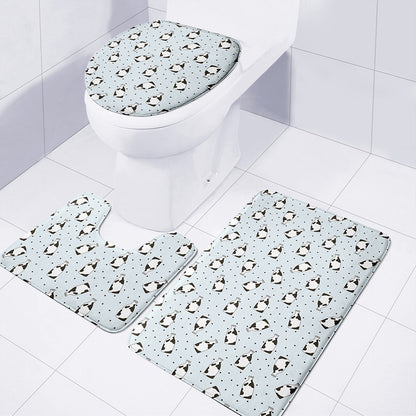 Cow Milk Bottle Pattern Print 3 Piece Bath Mat Set