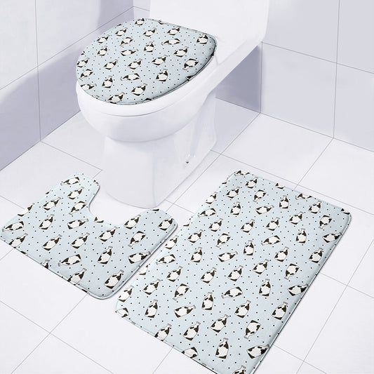 Cow Milk Bottle Pattern Print 3 Piece Bath Mat Set