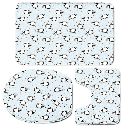 Cow Milk Bottle Pattern Print 3 Piece Bath Mat Set