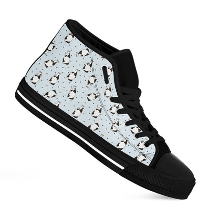 Cow Milk Bottle Pattern Print Black High Top Shoes