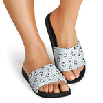 Cow Milk Bottle Pattern Print Black Slide Sandals