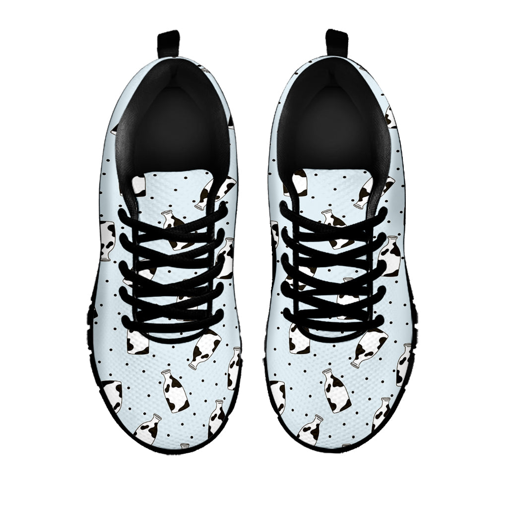 Cow Milk Bottle Pattern Print Black Sneakers