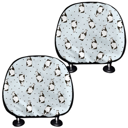 Cow Milk Bottle Pattern Print Car Headrest Covers