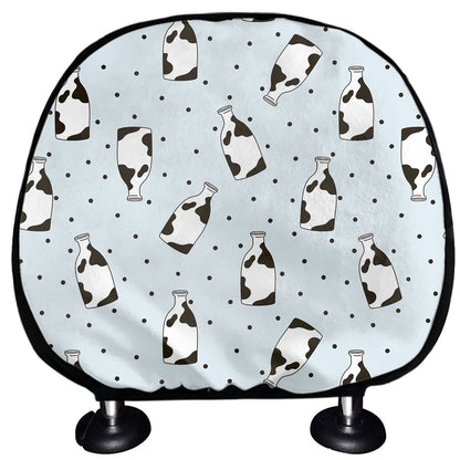 Cow Milk Bottle Pattern Print Car Headrest Covers