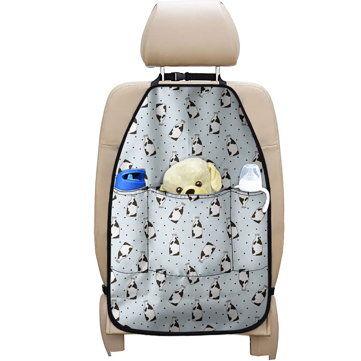 Cow Milk Bottle Pattern Print Car Seat Organizers