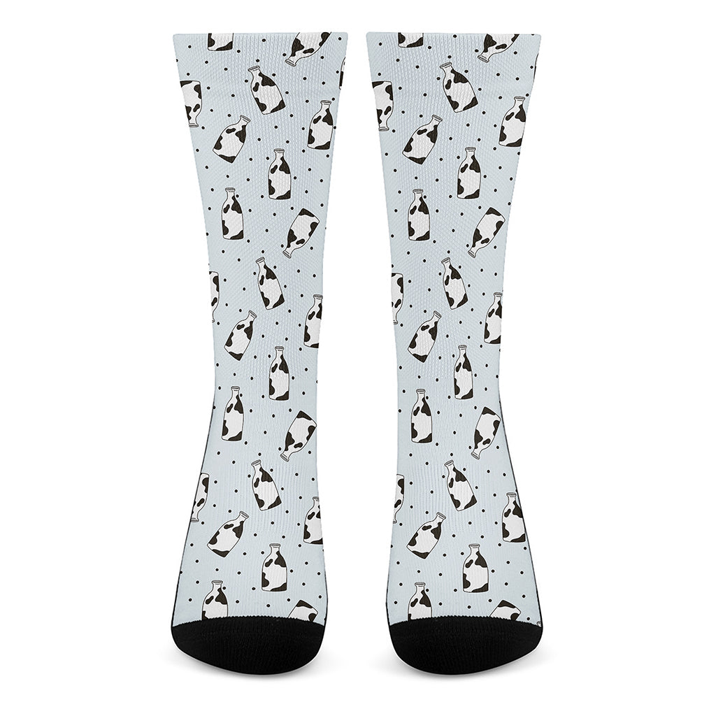 Cow Milk Bottle Pattern Print Crew Socks