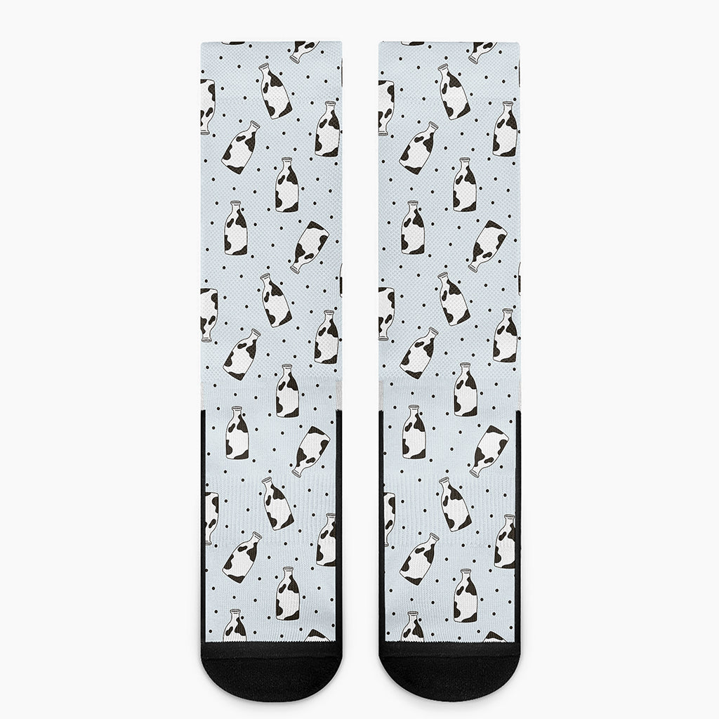 Cow Milk Bottle Pattern Print Crew Socks