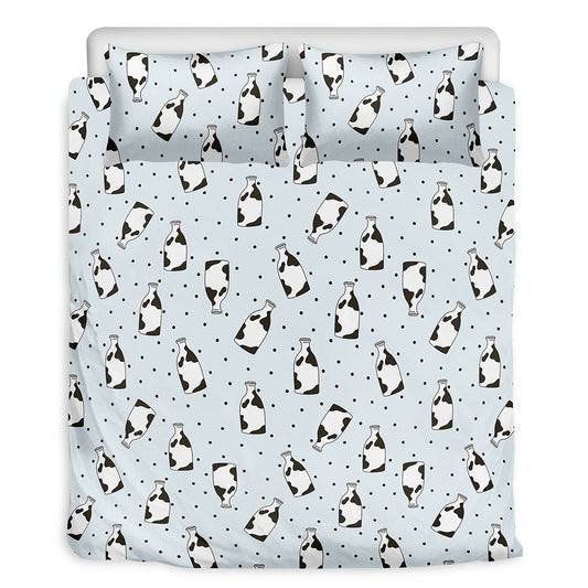 Cow Milk Bottle Pattern Print Duvet Cover Bedding Set
