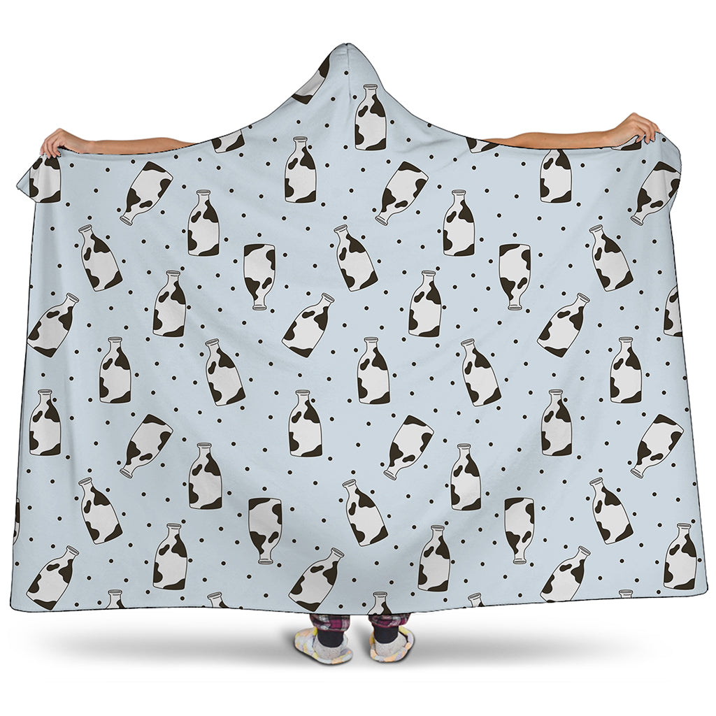 Cow Milk Bottle Pattern Print Hooded Blanket