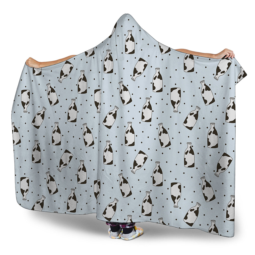 Cow Milk Bottle Pattern Print Hooded Blanket