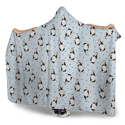 Cow Milk Bottle Pattern Print Hooded Blanket