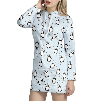 Cow Milk Bottle Pattern Print Hoodie Dress