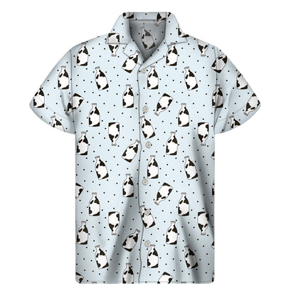 Cow Milk Bottle Pattern Print Men's Short Sleeve Shirt