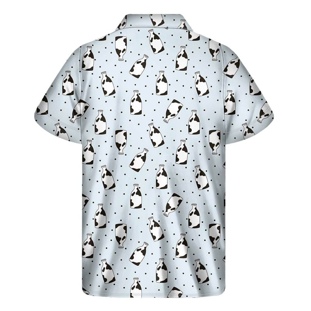 Cow Milk Bottle Pattern Print Men's Short Sleeve Shirt